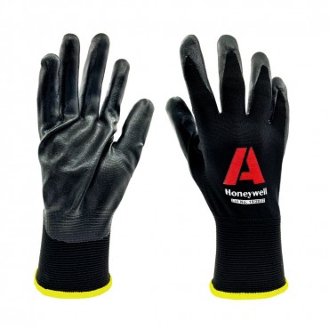 Honeywell Safety Glove - Vertigo Black Polyamide Knitted, Black Breathable Foam Nitrile Coating On The Palm, Model: 2232270